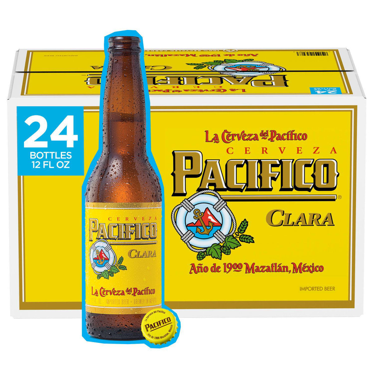 Pacifico Clara Beer Glass Bottle 12oz 24pk