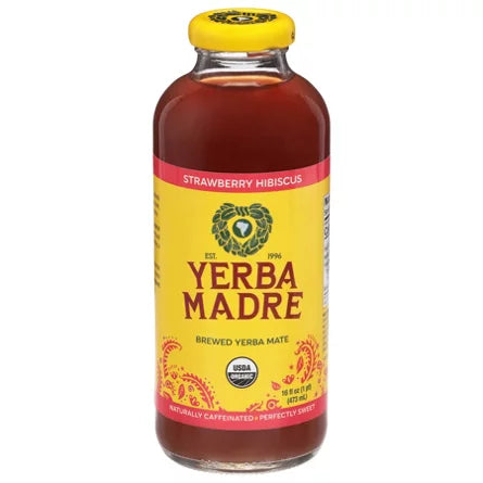 Guayaki Yerba Mate Strawberry Hibiscus Glass 12/16