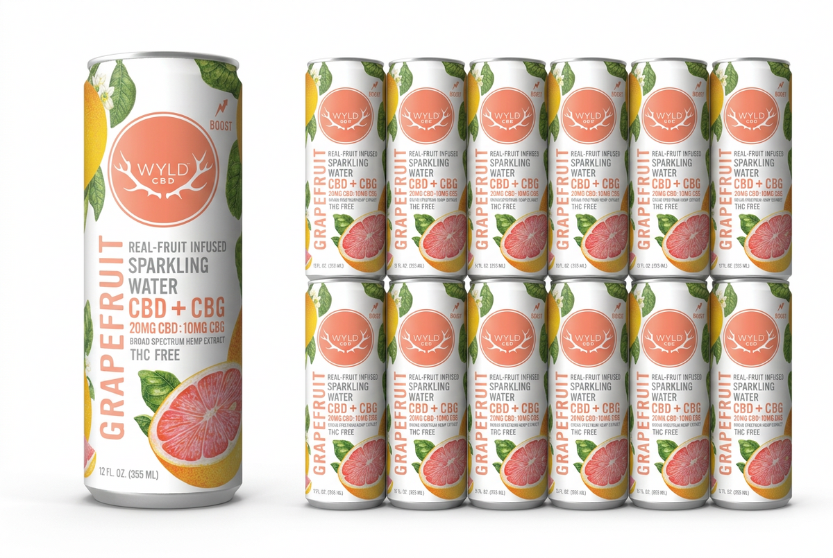Wyld CBD Sparkling Water Grapefruit 12/12oz Cans