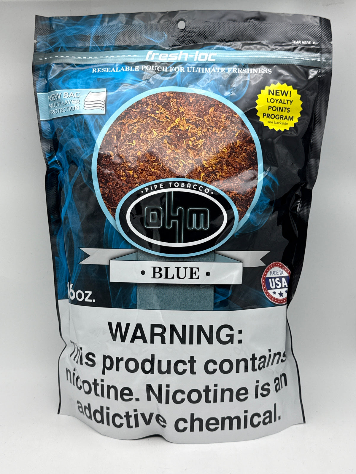 OHM Blue Pipe Tobacco 16oz Bag