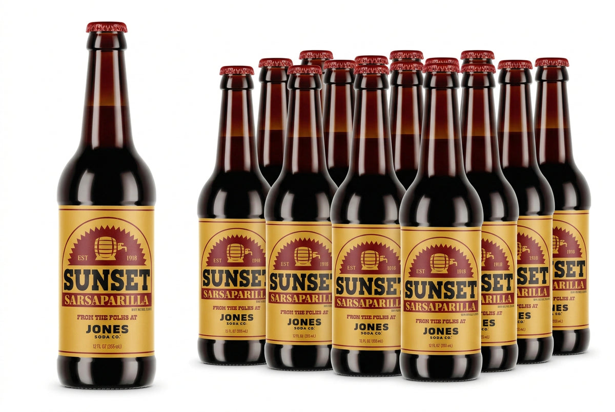 Jones 12/12oz Sunset Sarsaparilla Fallout Soda