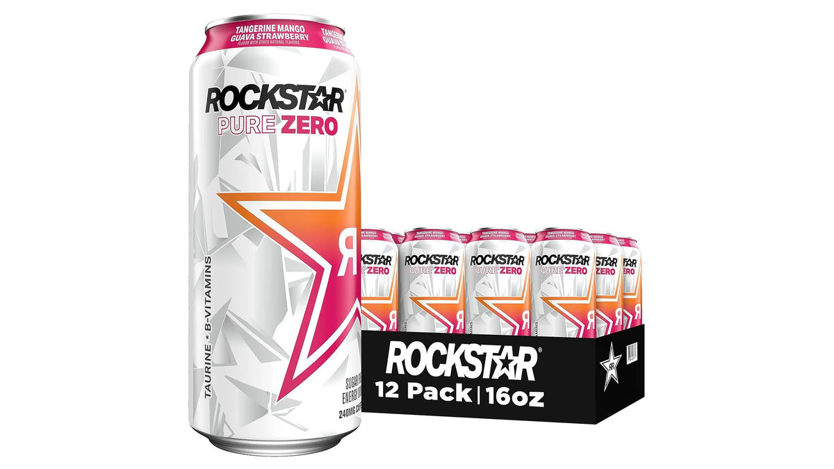 Rockstar Pure Zero TangerinMangoGuavaStraw 12/16oz