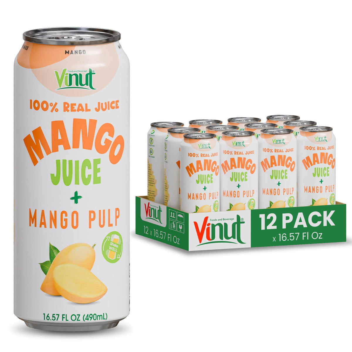 Vinut 100% Juice Mango With Pulp 24/16.57oz