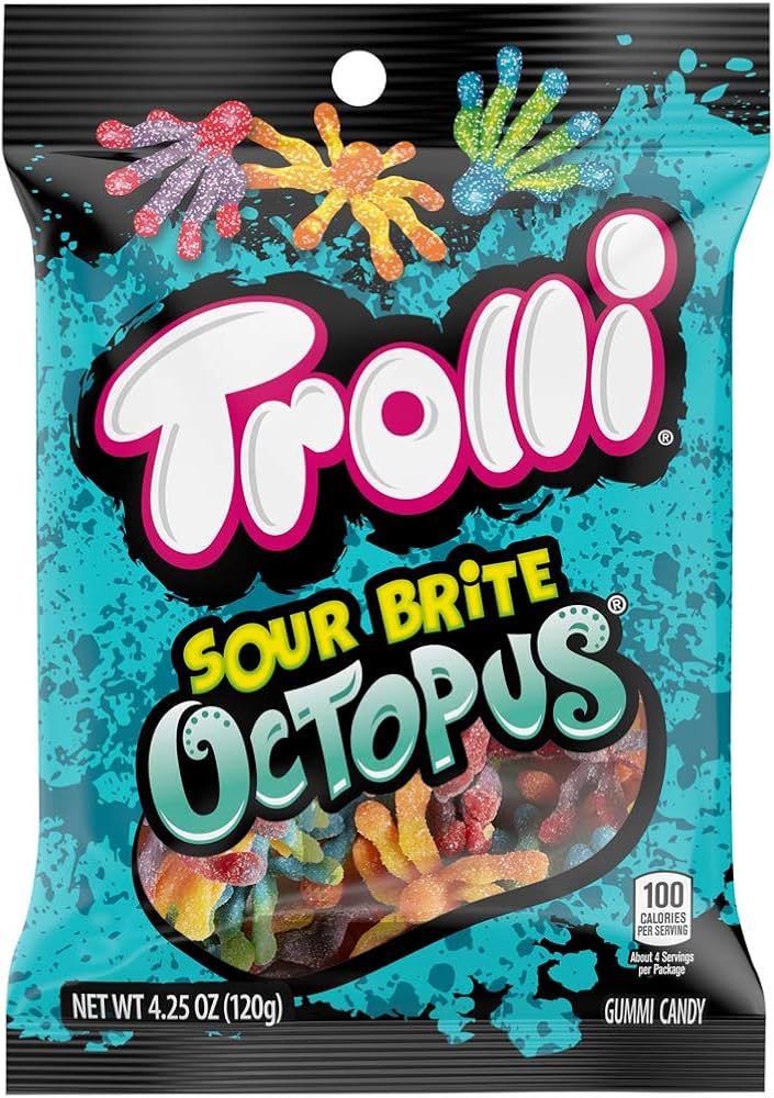 Trolli Sour Brite Octopus Candy 12/4.25oz (120g)