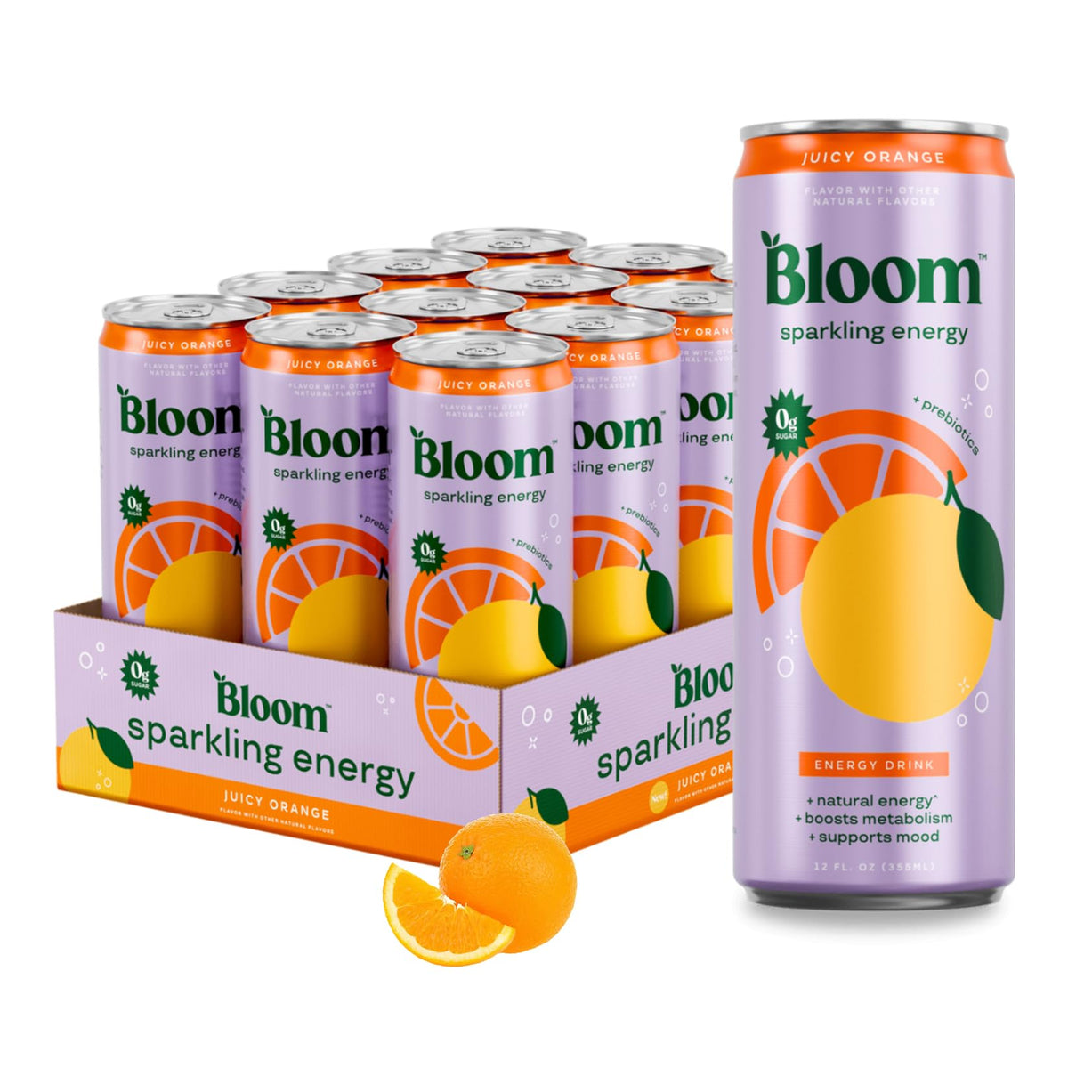 Bloom Sparkling Energy Juicy Orange 12/12oz Cans