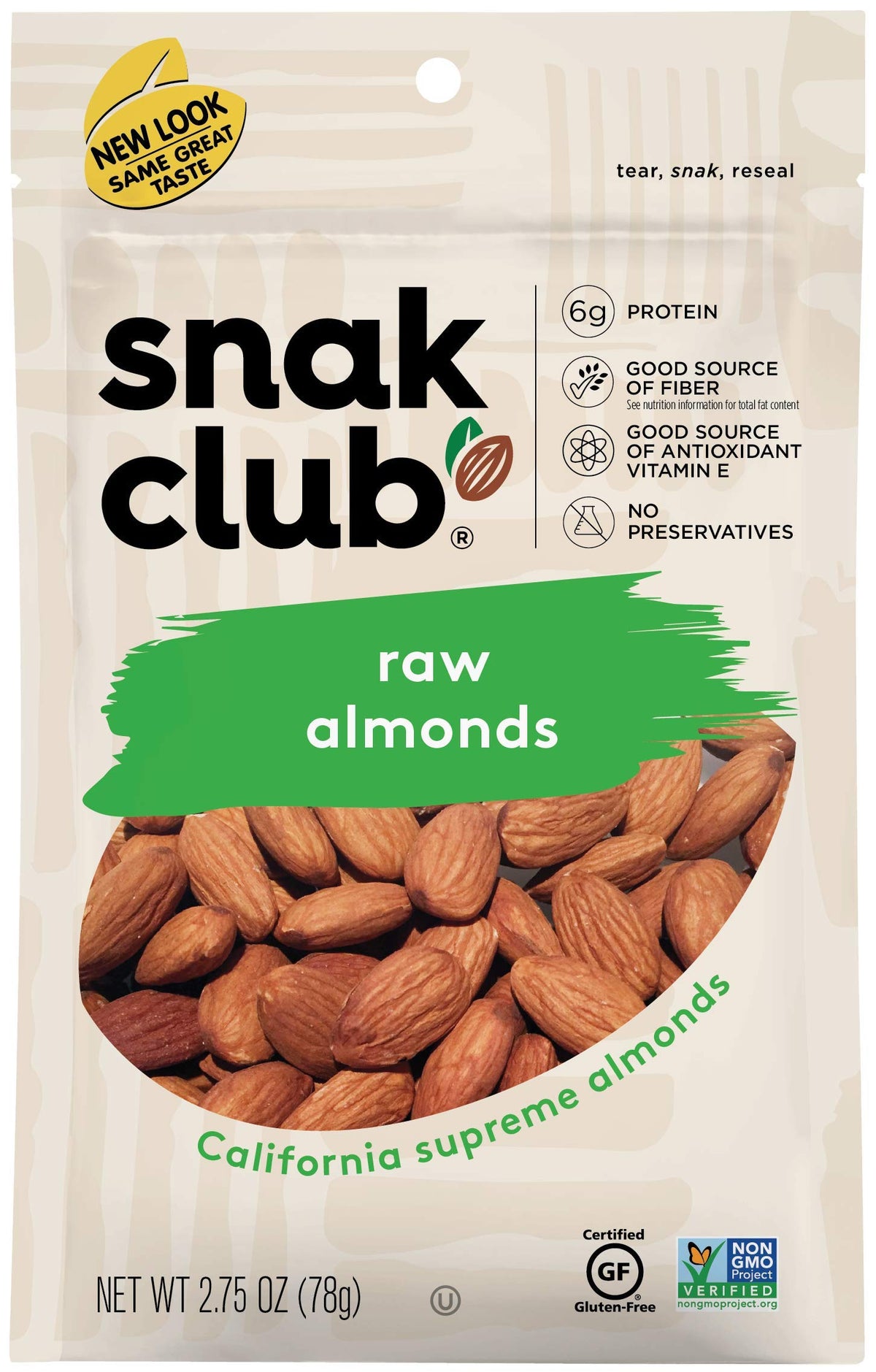 Snack Club Raw Almonds 6ct bags