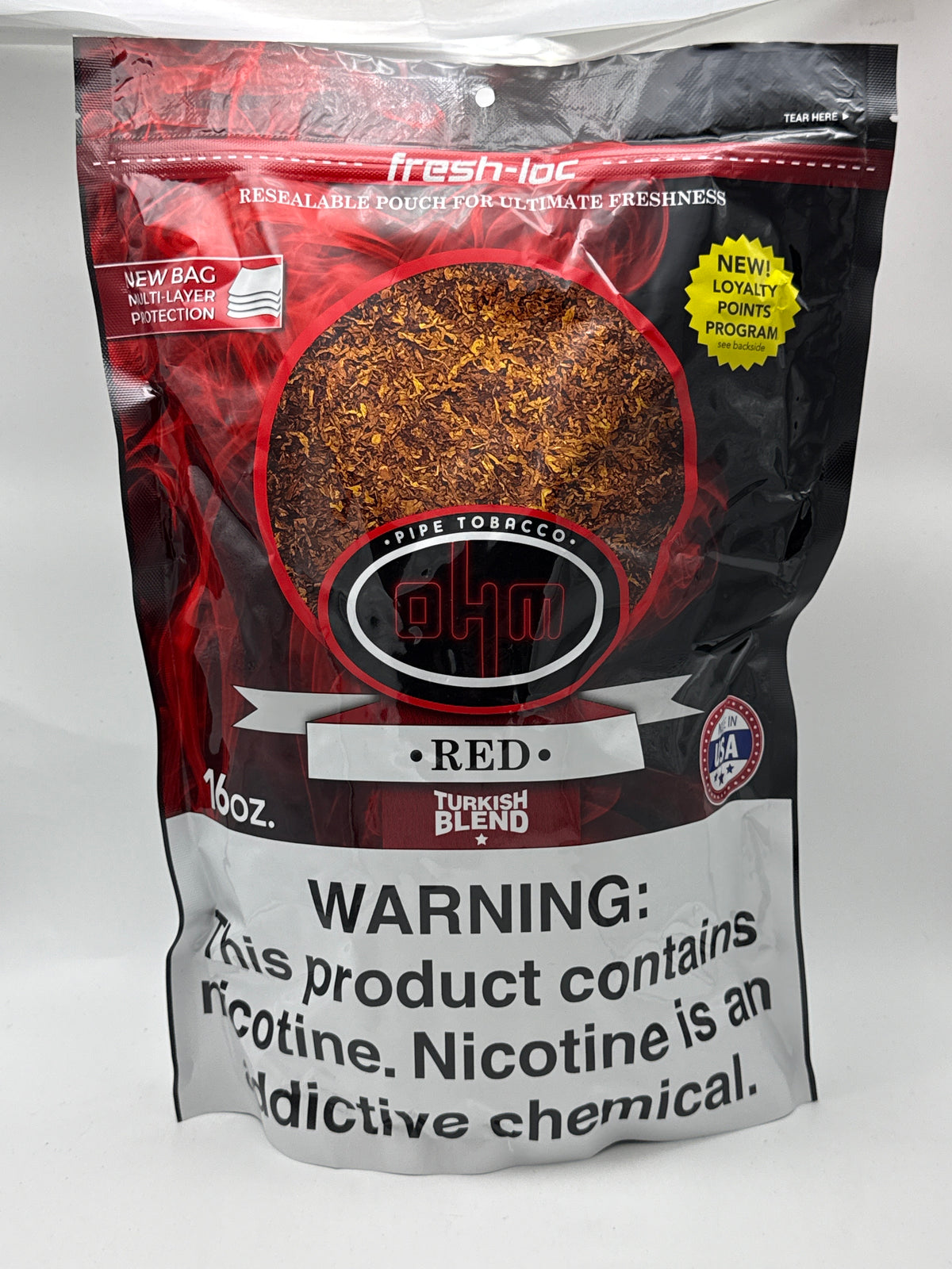 OHM Red Turkish Blend Pipe Tobacco 16oz Bag