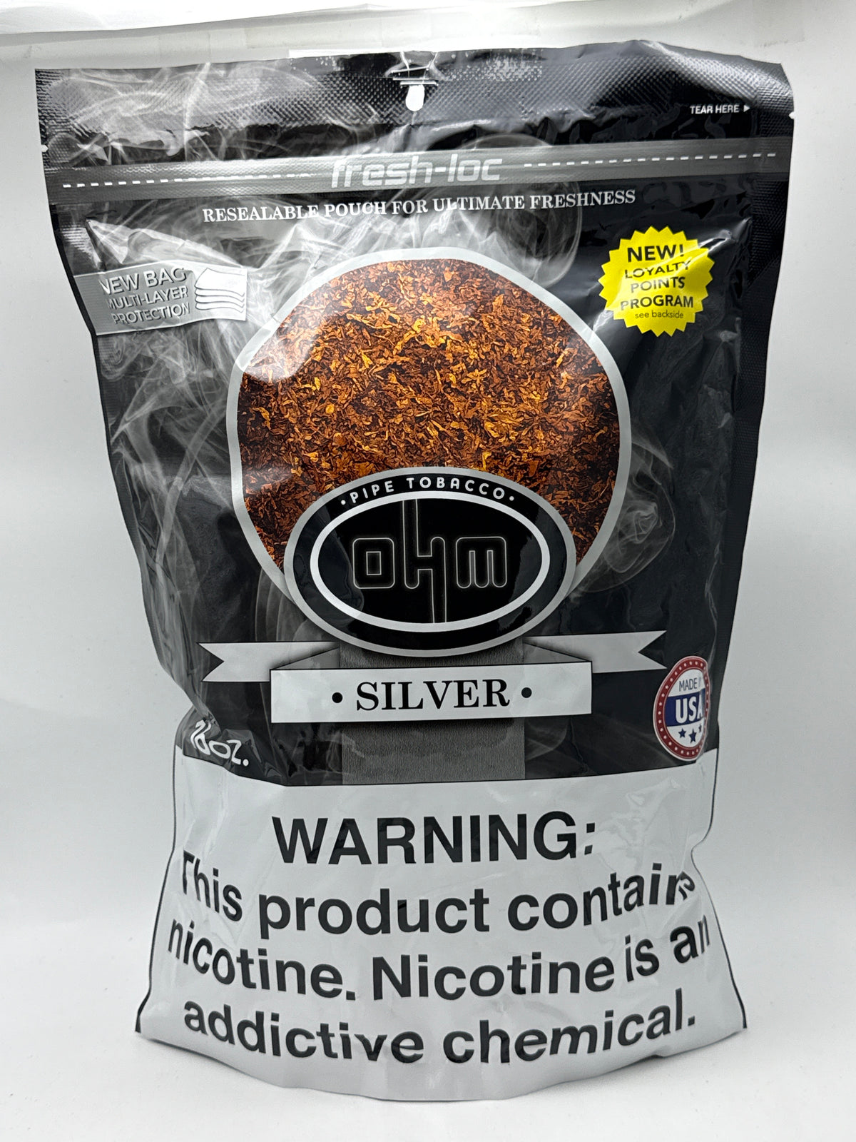 OHM Silver Pipe Tobacco 16oz Bag
