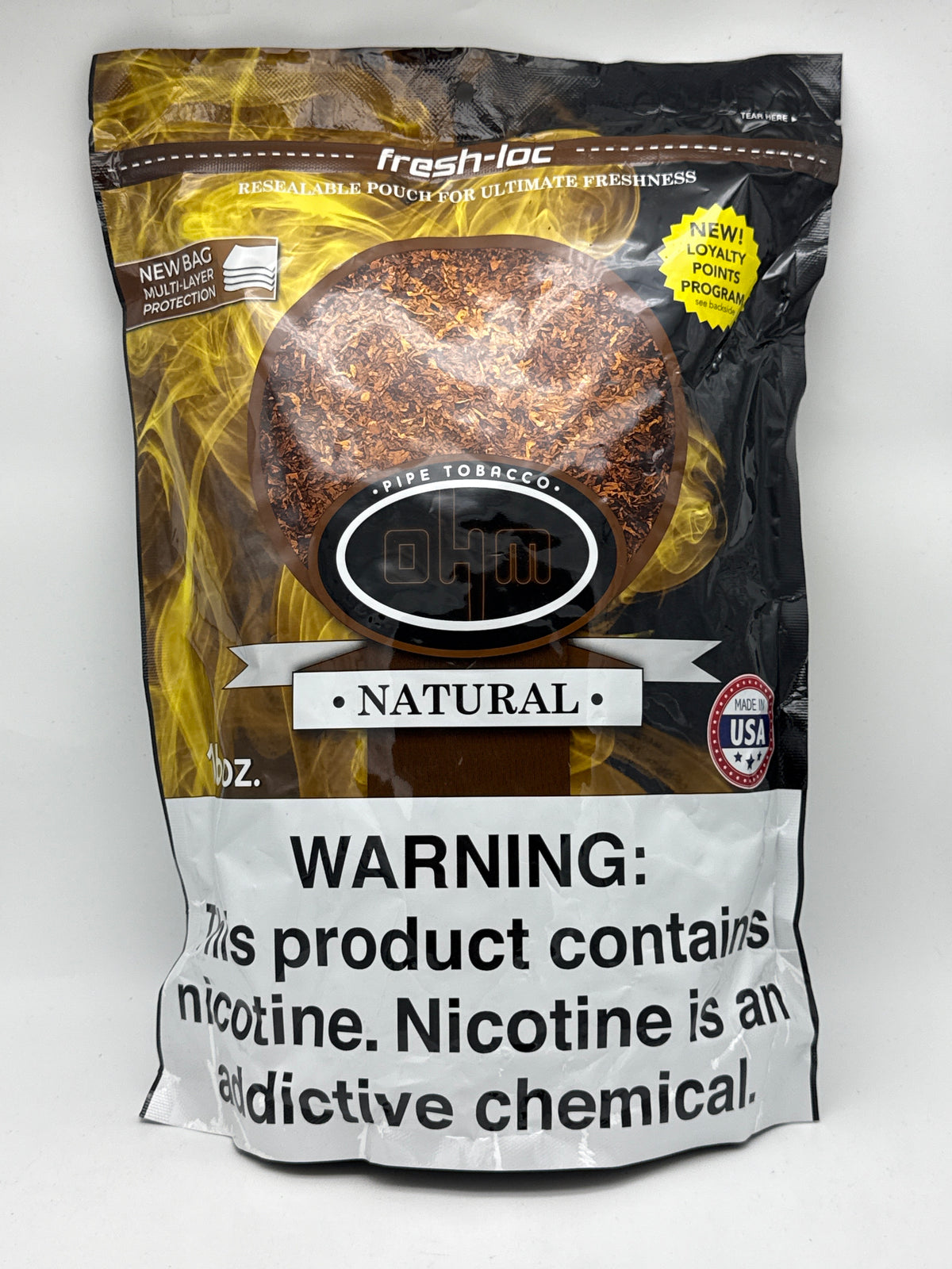 OHM Natural Pipe Tobacco 16oz Bag