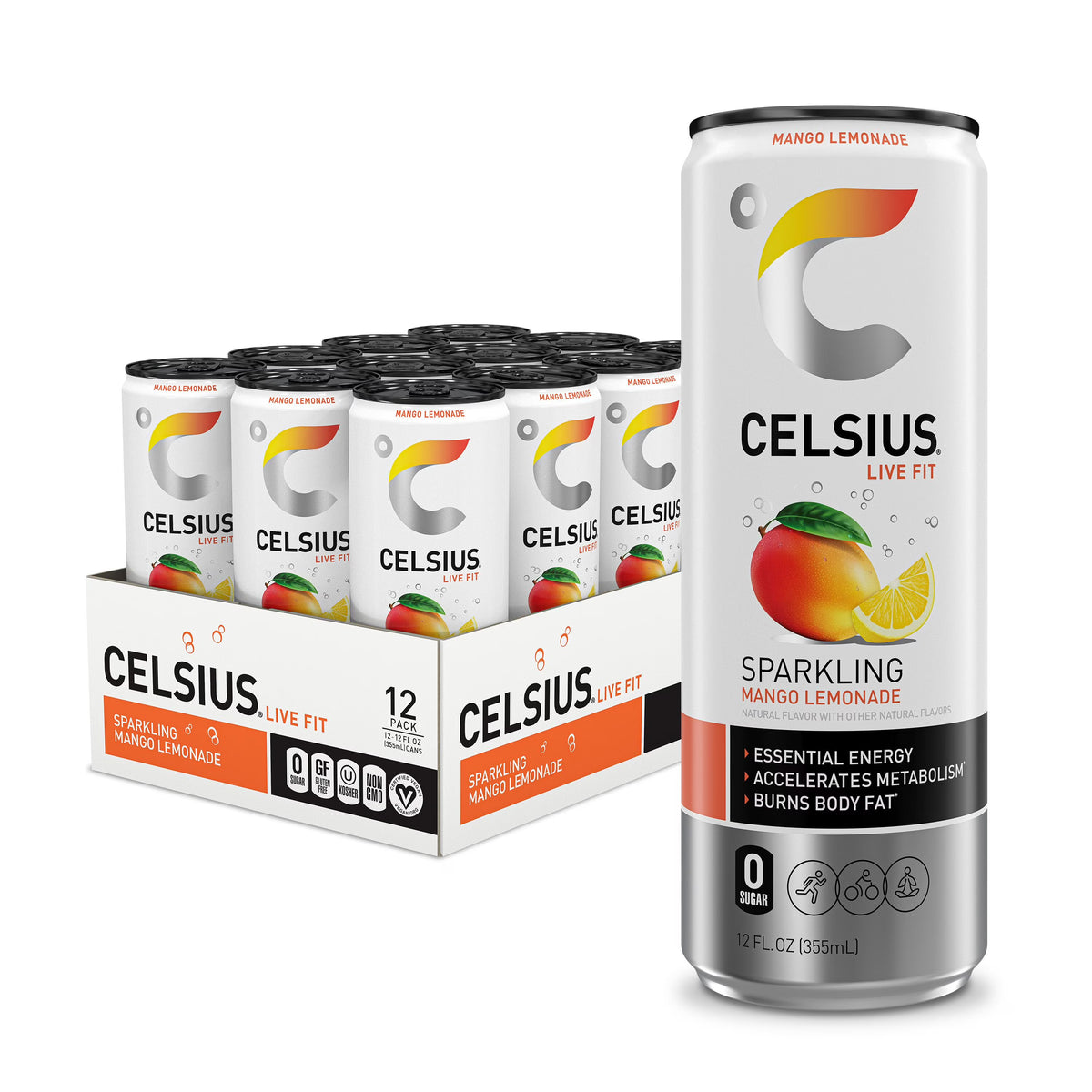 Celsius Sparkling Mango Lemonade 12/12oz