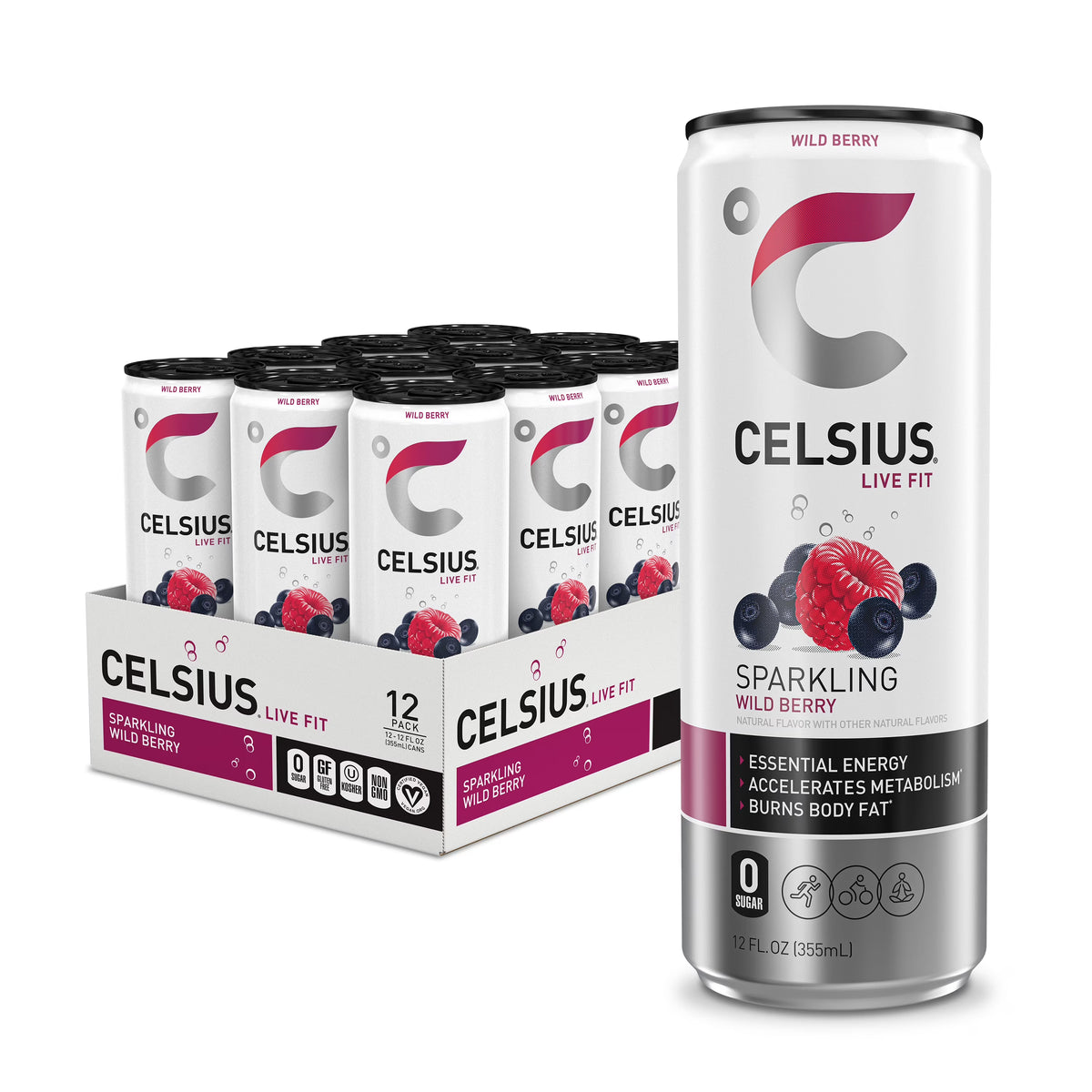 Celsius Energy Drink Sparkling Wild Berry 12/12oz