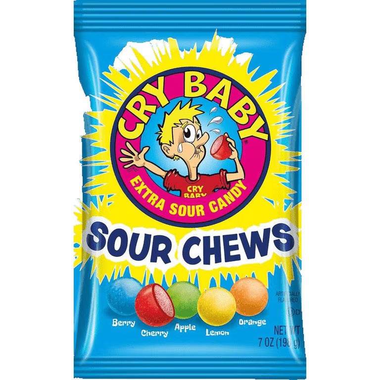 Cry Baby Sour Chews Extra Sour Candy 8/7oz Bags