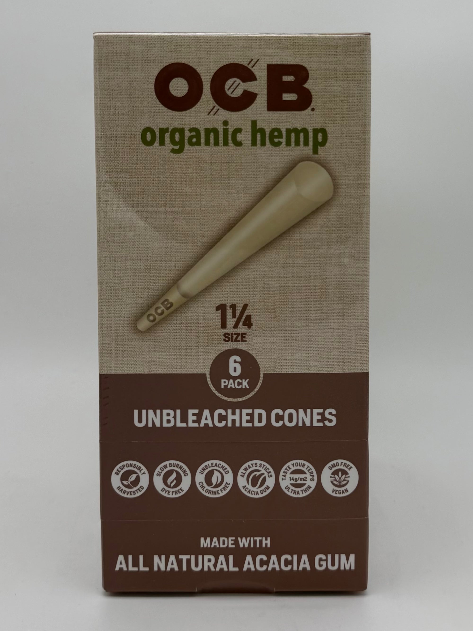 OCB Organic Hemp 1-1/4 Unbleached Hemp Cone 24/6pk
