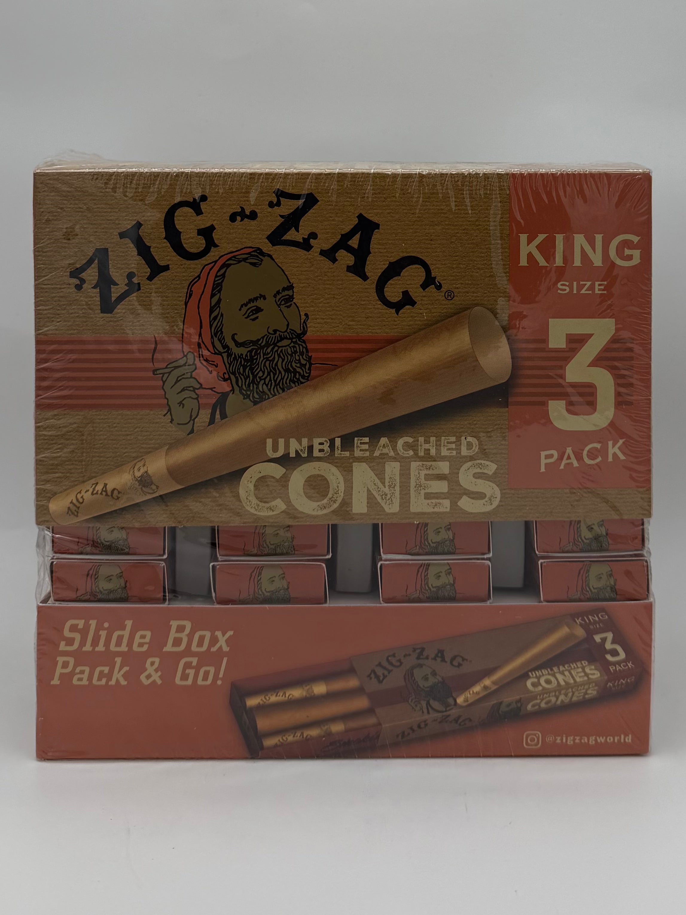 ZigZag King Size Unbleached Cones 3Pk 36ct Slide B