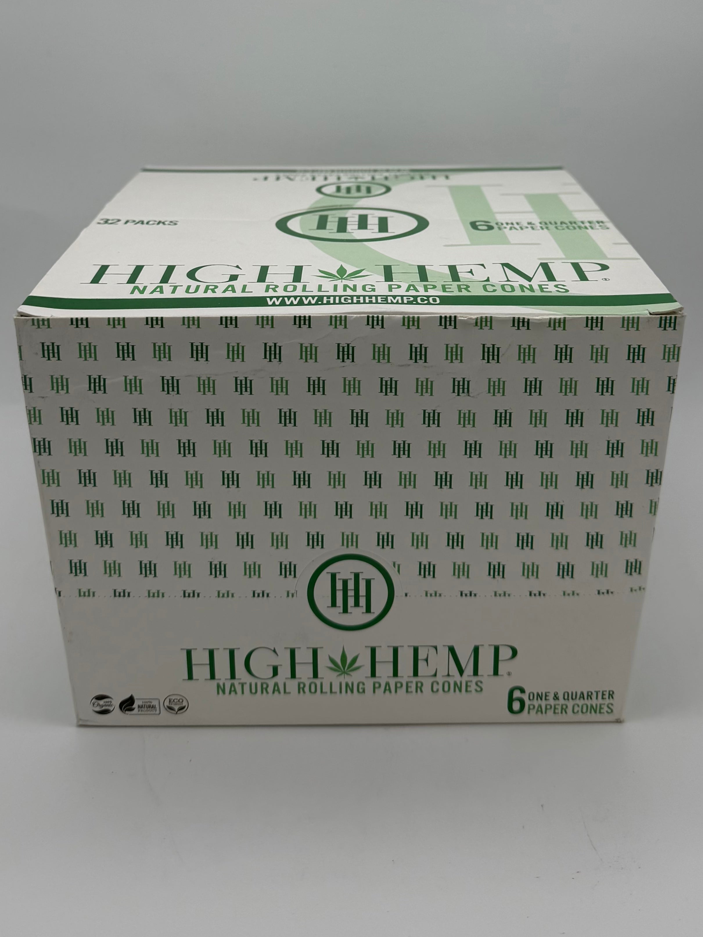 High Hemp Natural Rolling Paper Cones 32/6pk