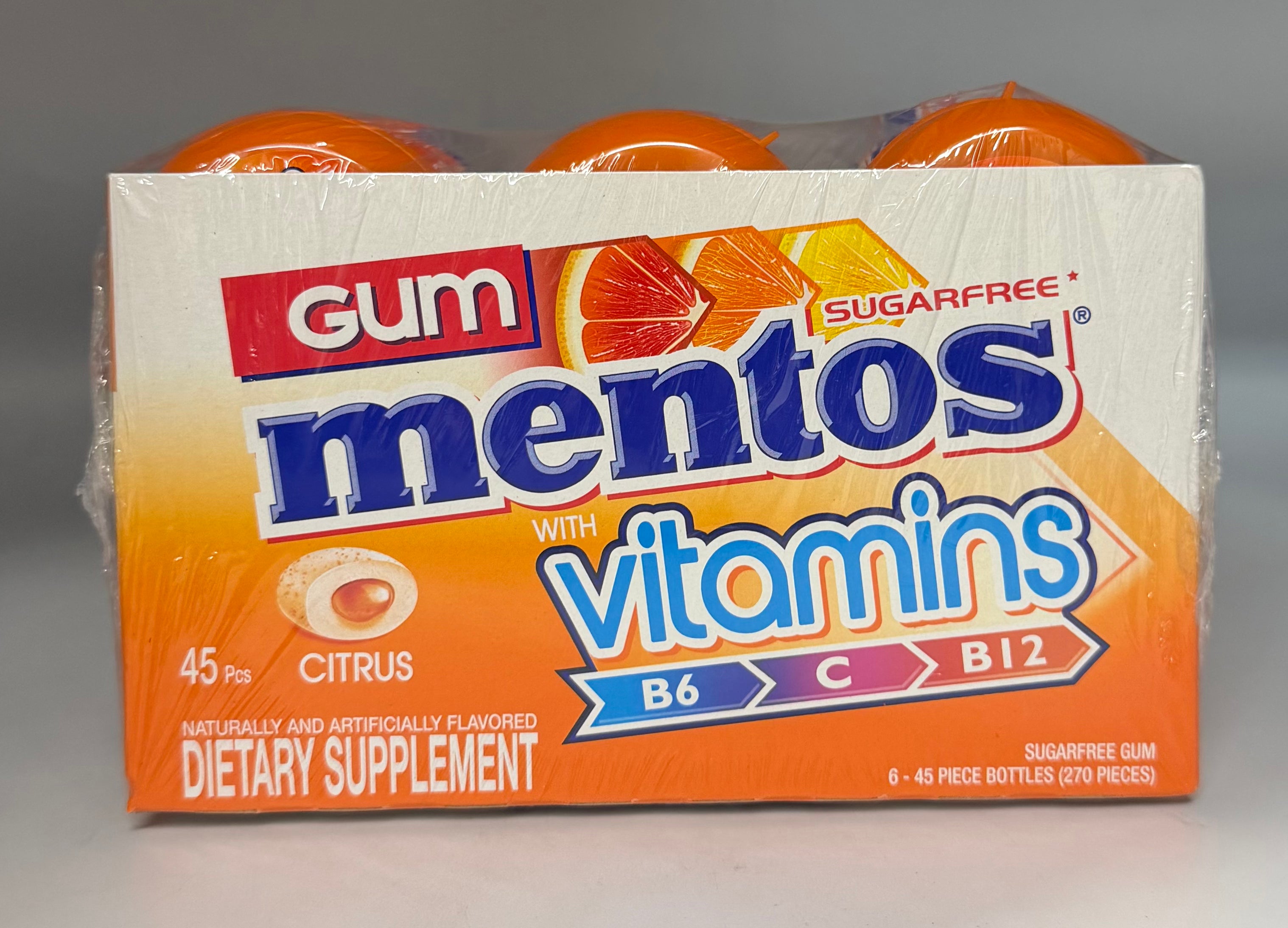 Mentos Gum Citrus with Vitamins B6 C 6ct Jar 45pcs