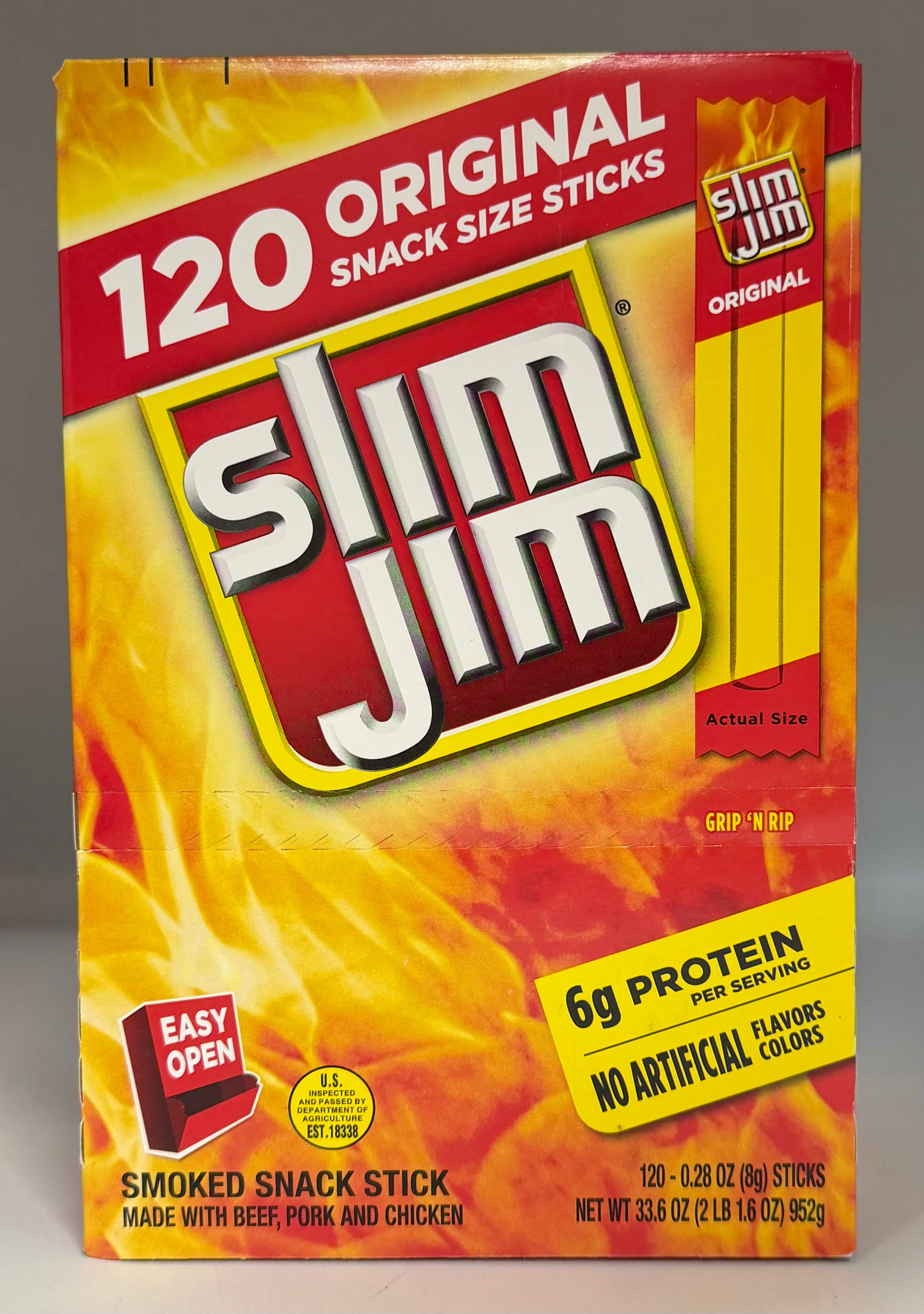 Slim Jim Original Smoked Snack Stick 120ct/.28oz
