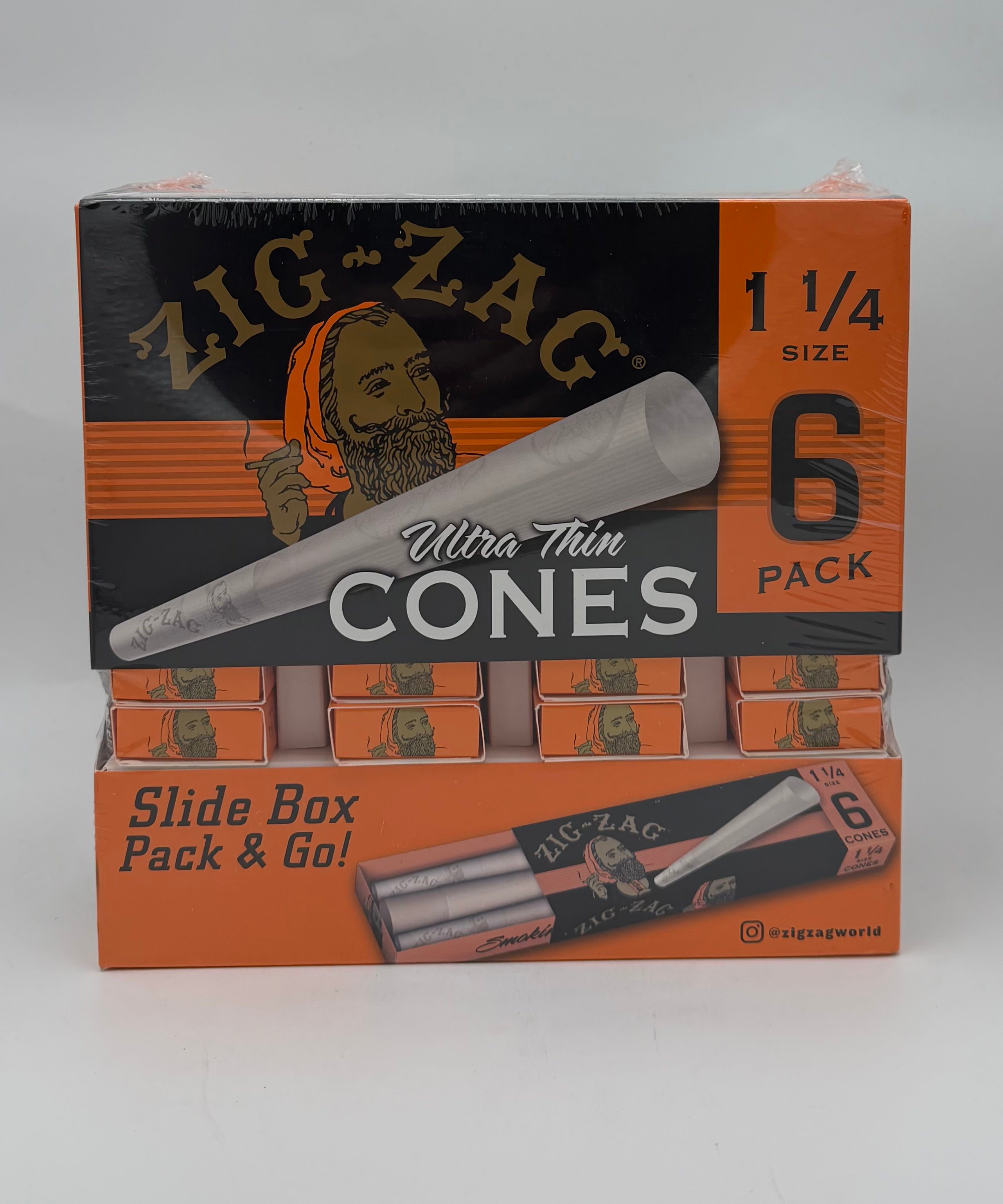 ZigZag 1-1/4 Cones 6Pk Ultra Thin 36ct Slide Box