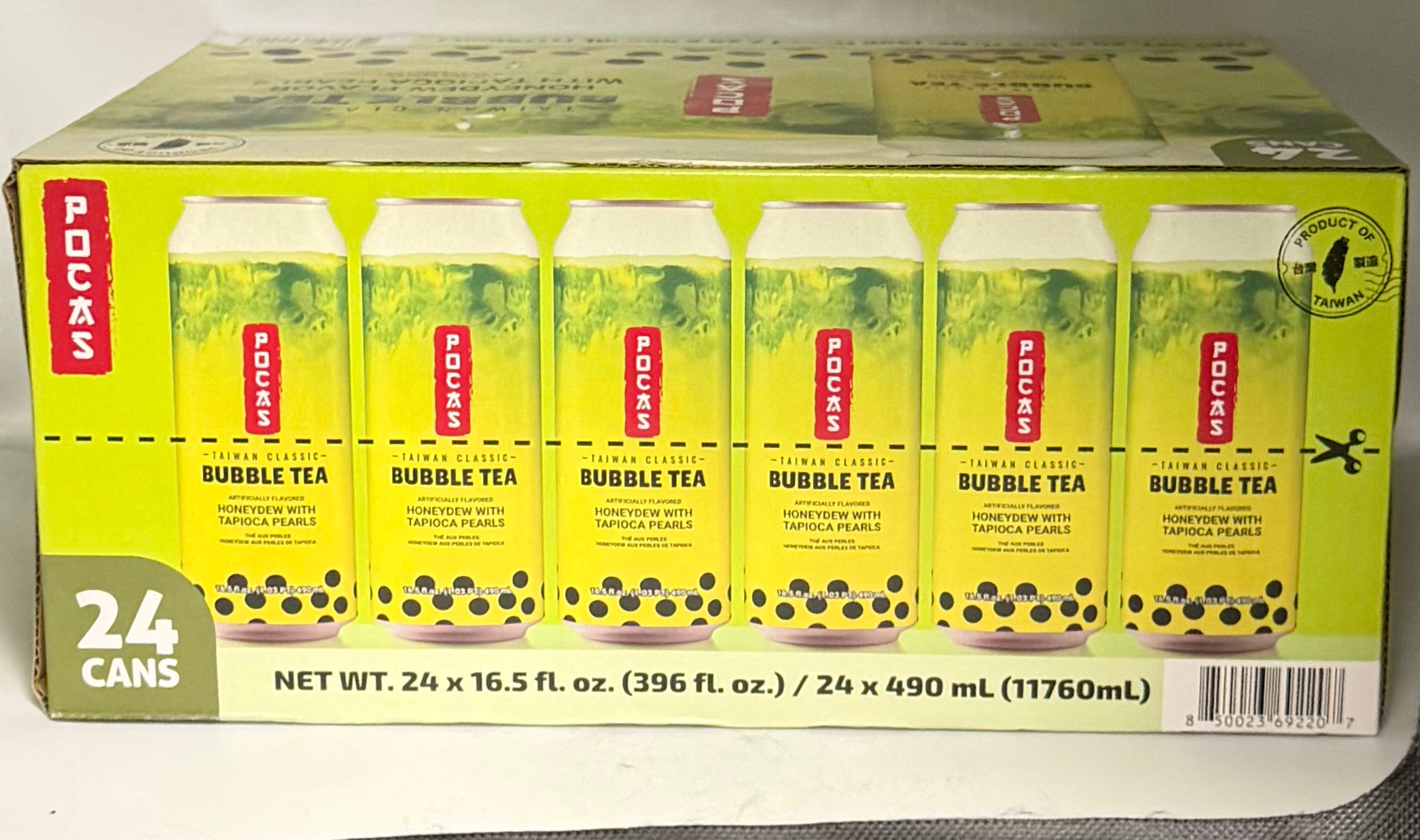 Pocas Bubble Tea Honeydew W/Tapioca Pear 24/16.5oz
