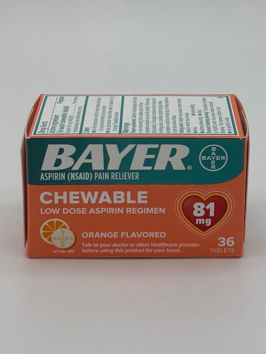 Bayer Chewable Tablets Orange Flavored 36ct 81mg