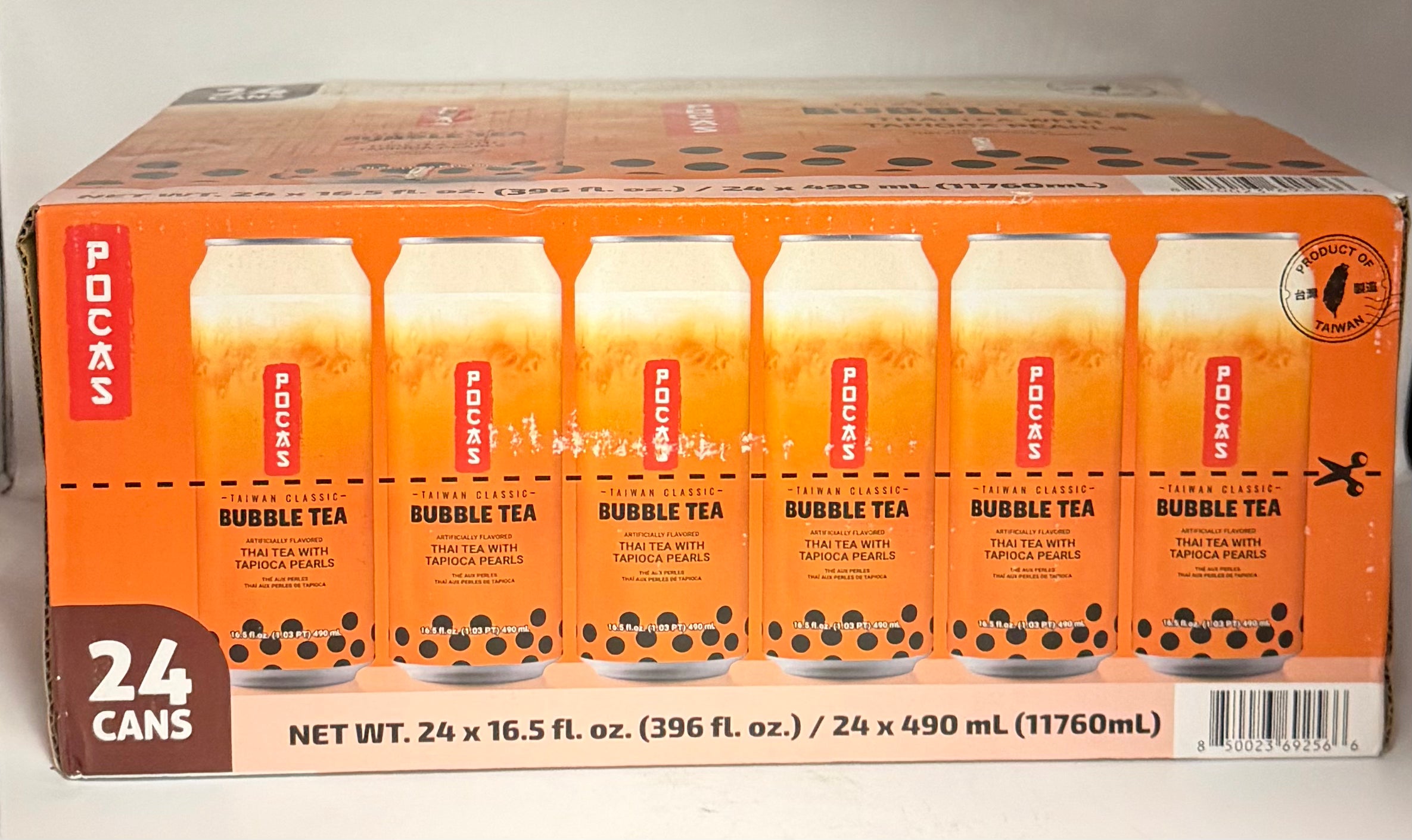 Pocas Bubble Tea Thai Tea W/Tapioca Pear 24/16.5oz