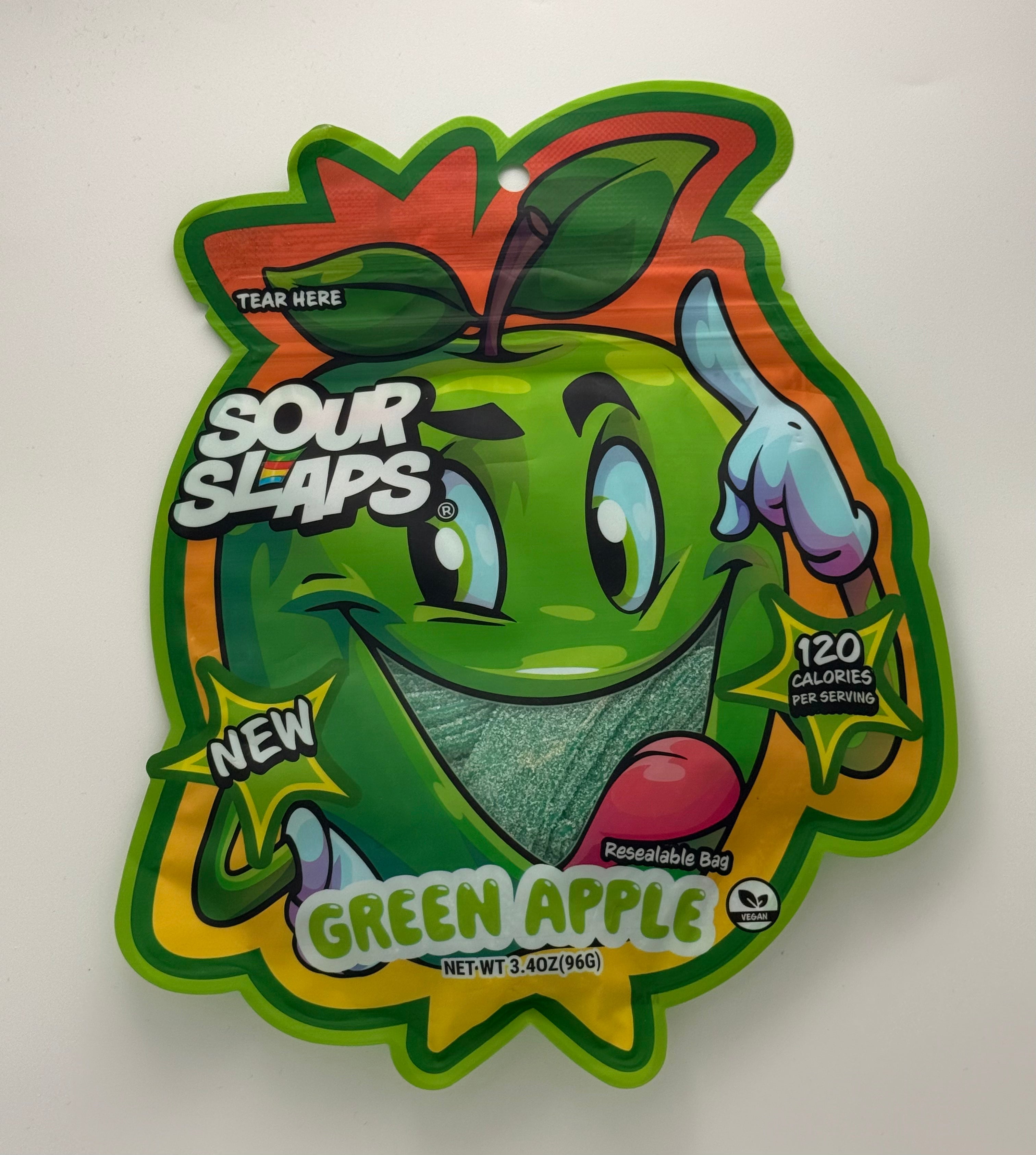 Sour Slaps Green Apple Strip Candy 3.4oz
