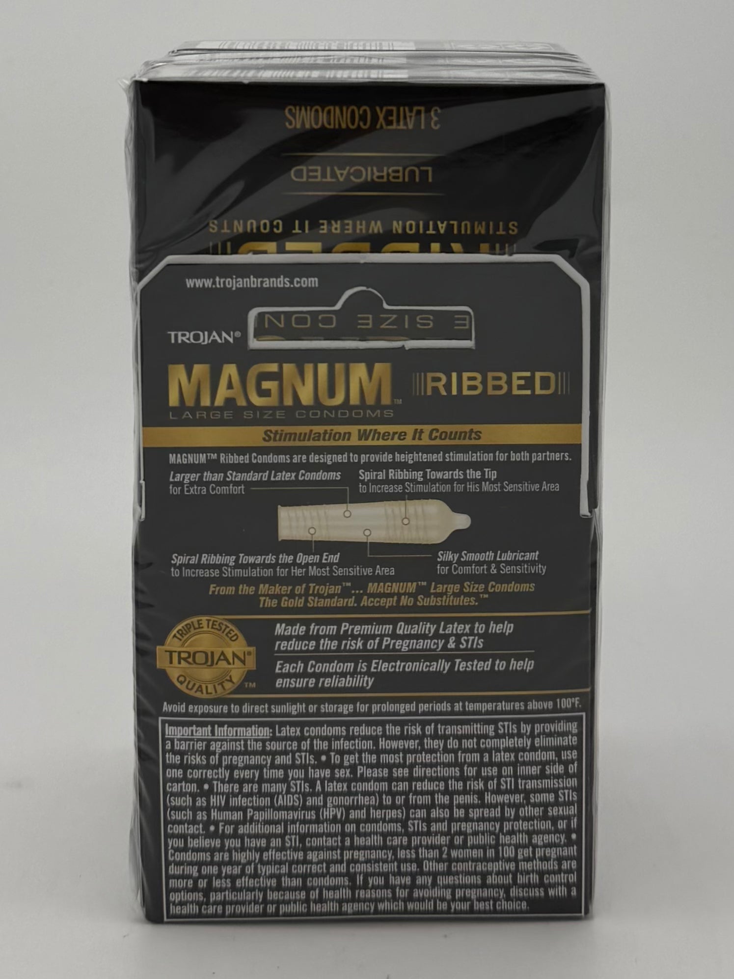 Trojan Magnum Ribbed Lubricated Condoms 6/3pk