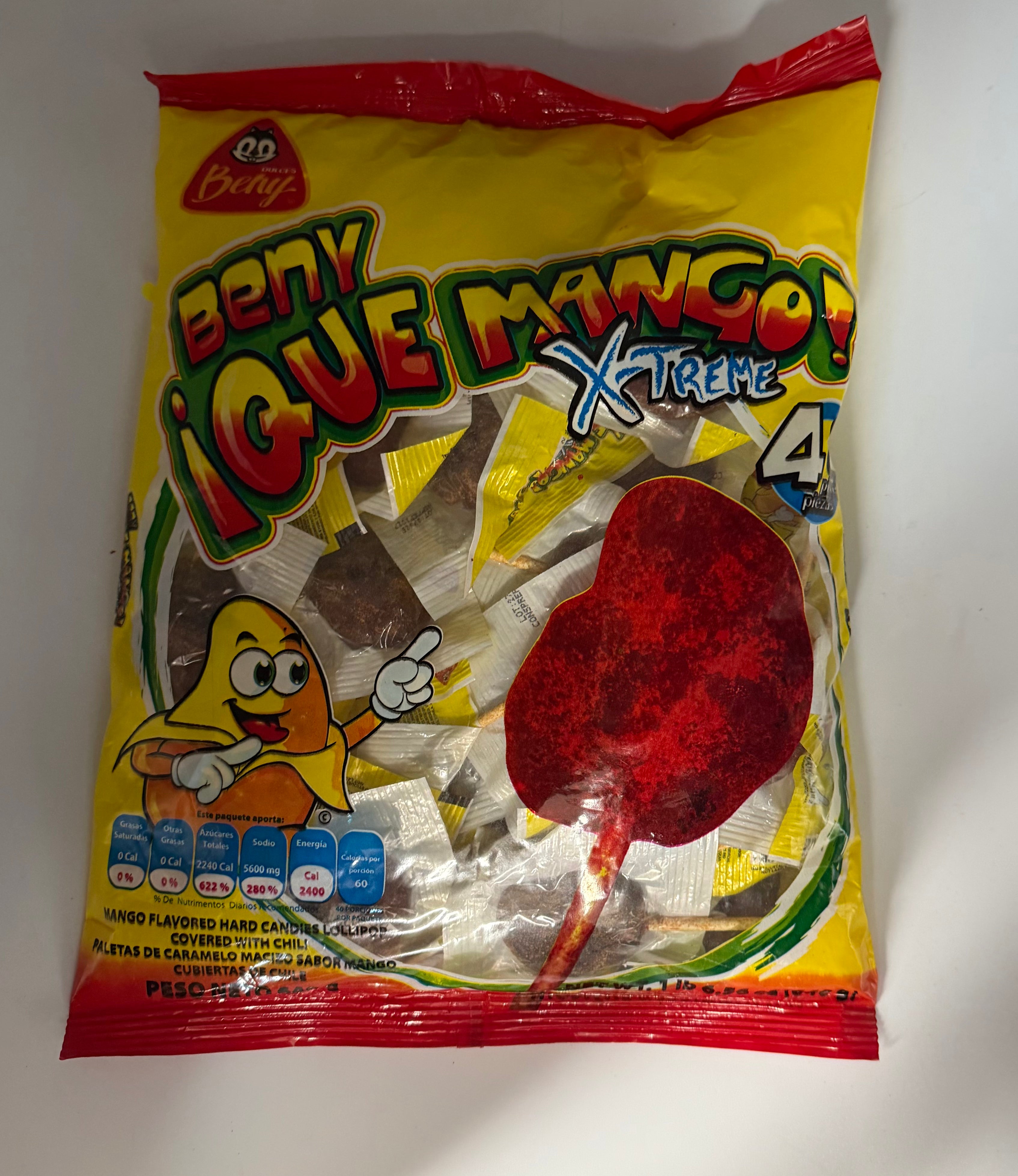 Beny MangoXtreme Lollipop 40ct Net Wt 1lbs 8oz