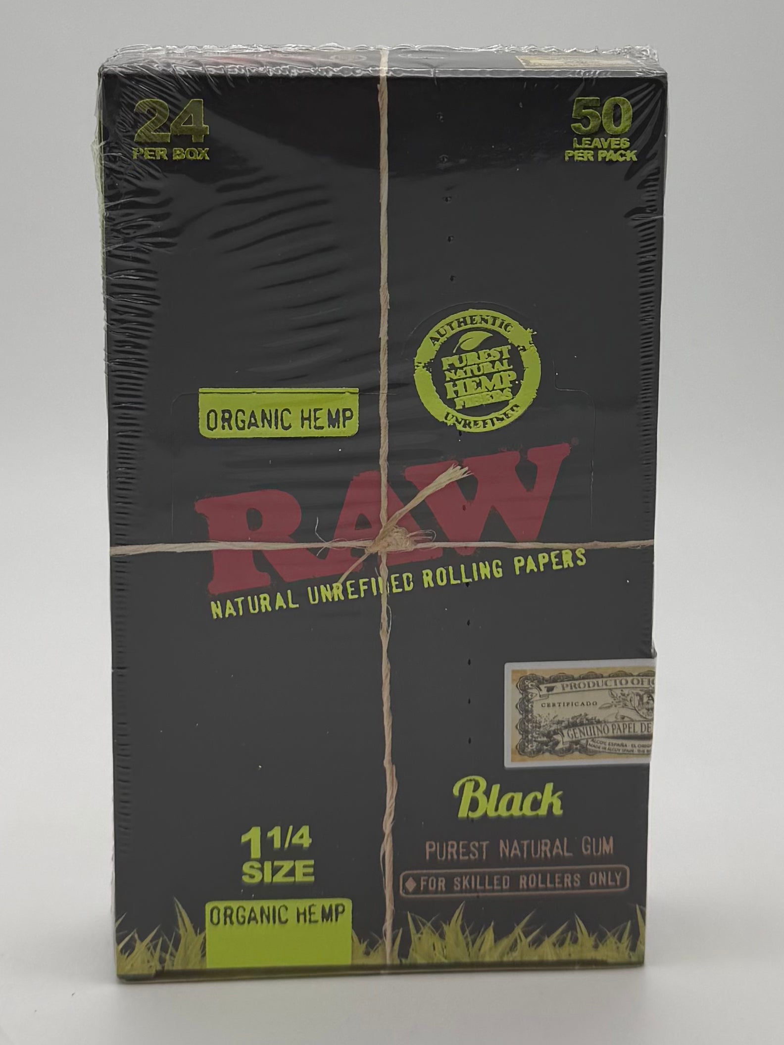 Raw Paper 1 1/4 Size Black Organic 24ct