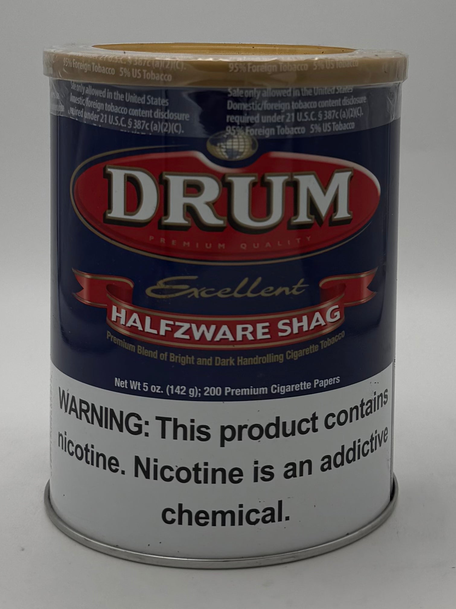 Drum Halfzware Shag Cigarette Tobacco  Net Wt 5oz
