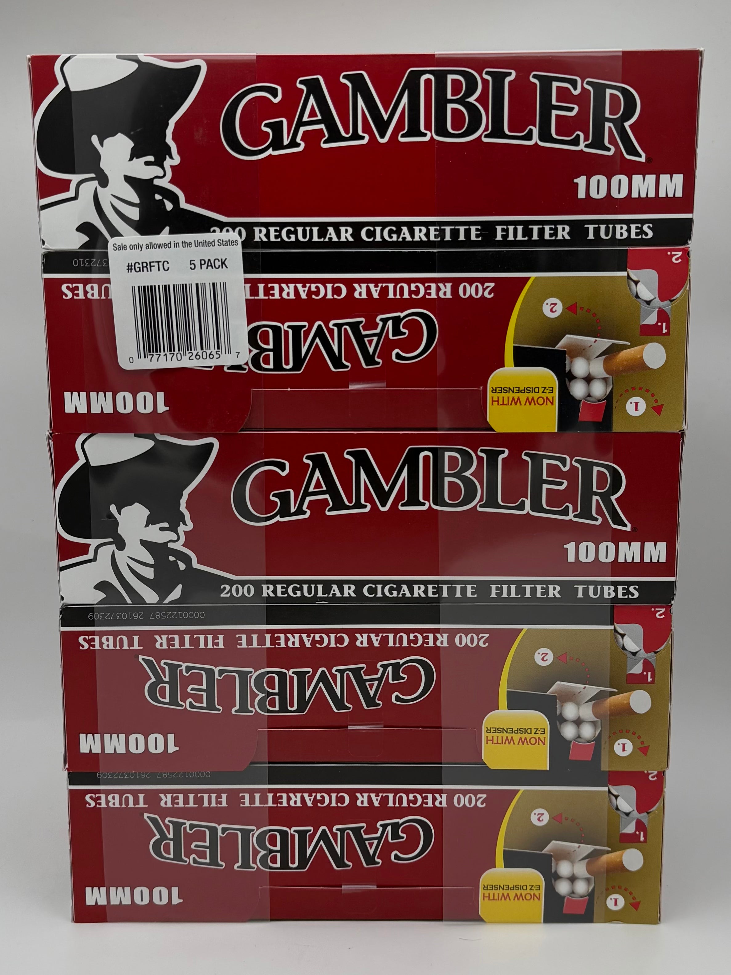 Gambler Tub Regular 100's 5/200ct Cigarette Tubes