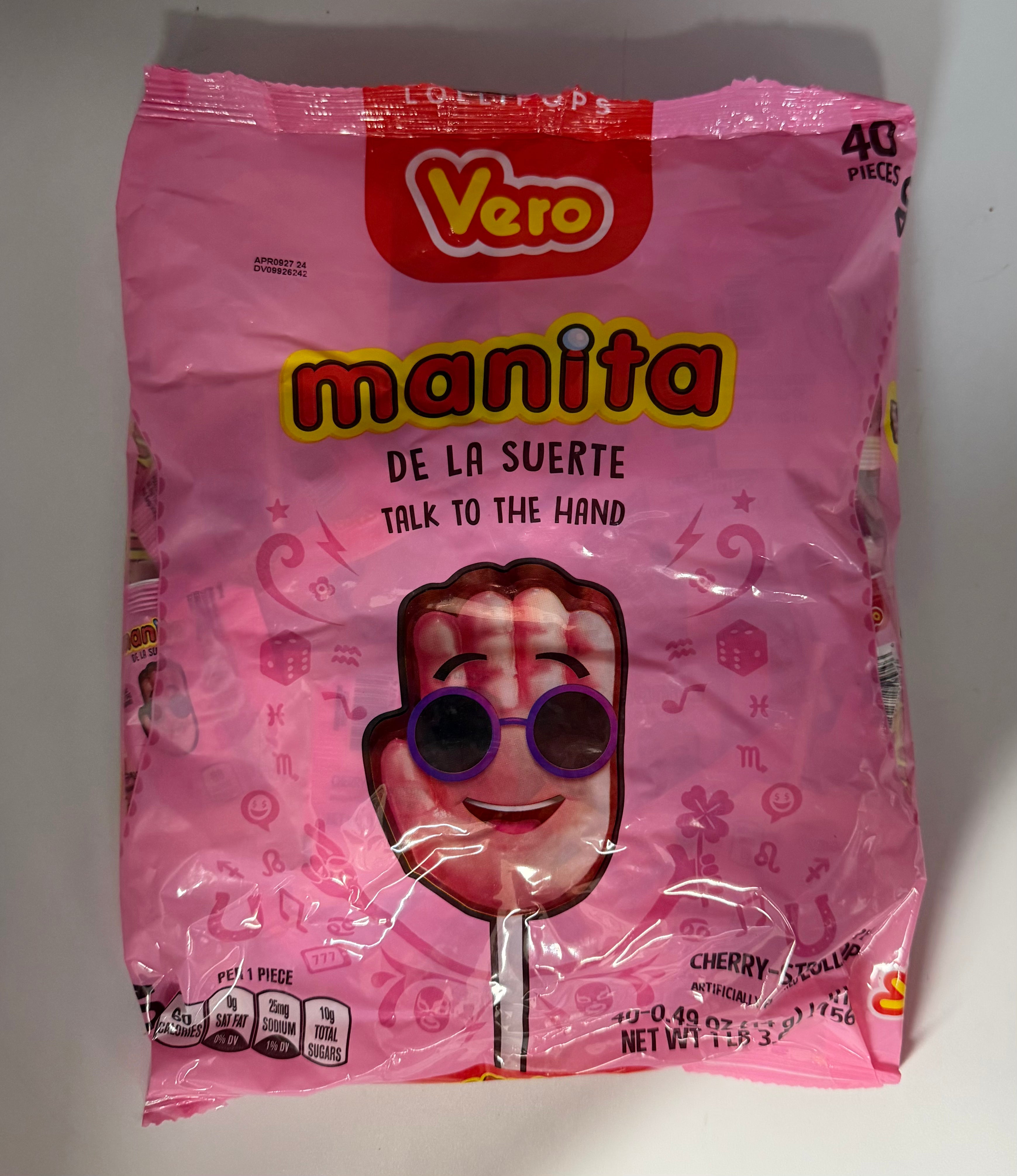 Vero Manita de la Suerte 40ct Lollipop Talk to the