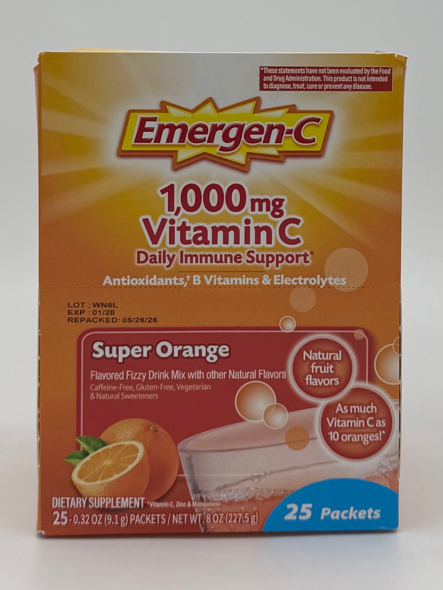 Emergen-C Super Orange 25ct 25/0.32oz Packets