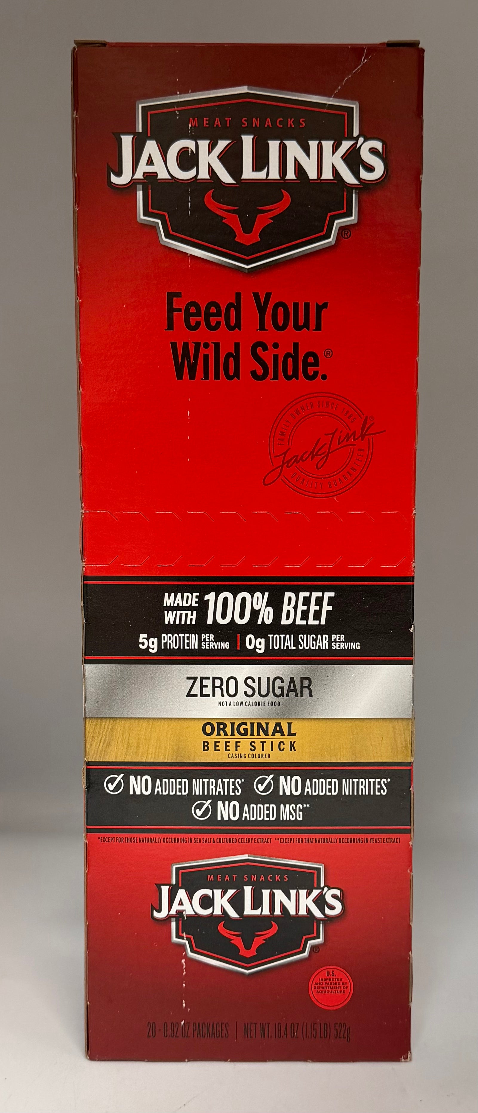 Jack Links Zero Sugar Meat Stick 20ct 20/0.92oz