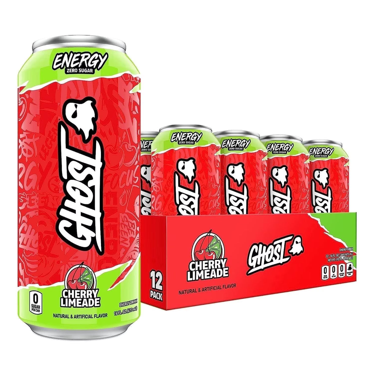 Ghost Cherry Limeade 12/16oz Zero Sugar