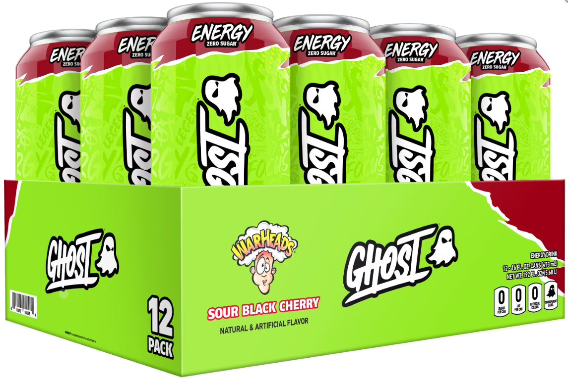 Ghost 12/16oz Warheads Sour Black Cherry