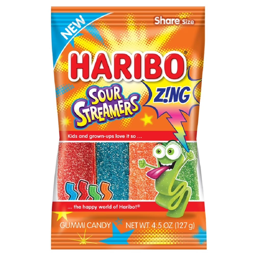 Haribo Sour Streamers Gummy Candy 12/4.5oz (127g)