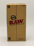 Raw Hemp Plastic Cigarette Rolling 70mm 12ct