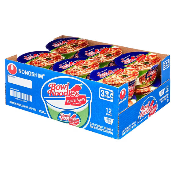 Nongshim Hot & Spicy Bowl Noodle Soup 12ct