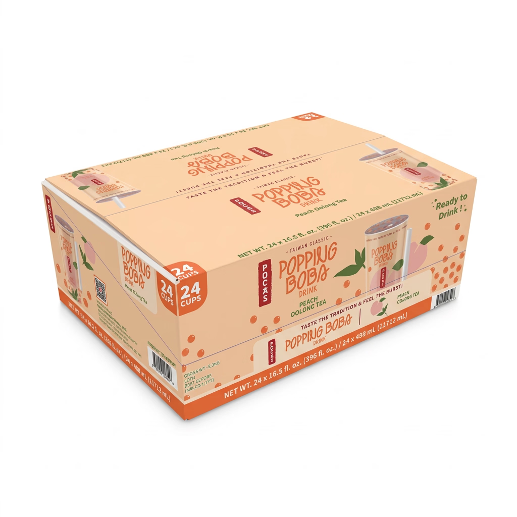 Pocas Popping Boba Peach Oolong 24/16.5oz