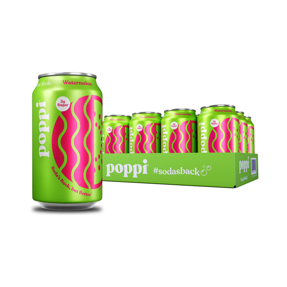 Poppi Watermelon Prebiotic Soda 12/12oz