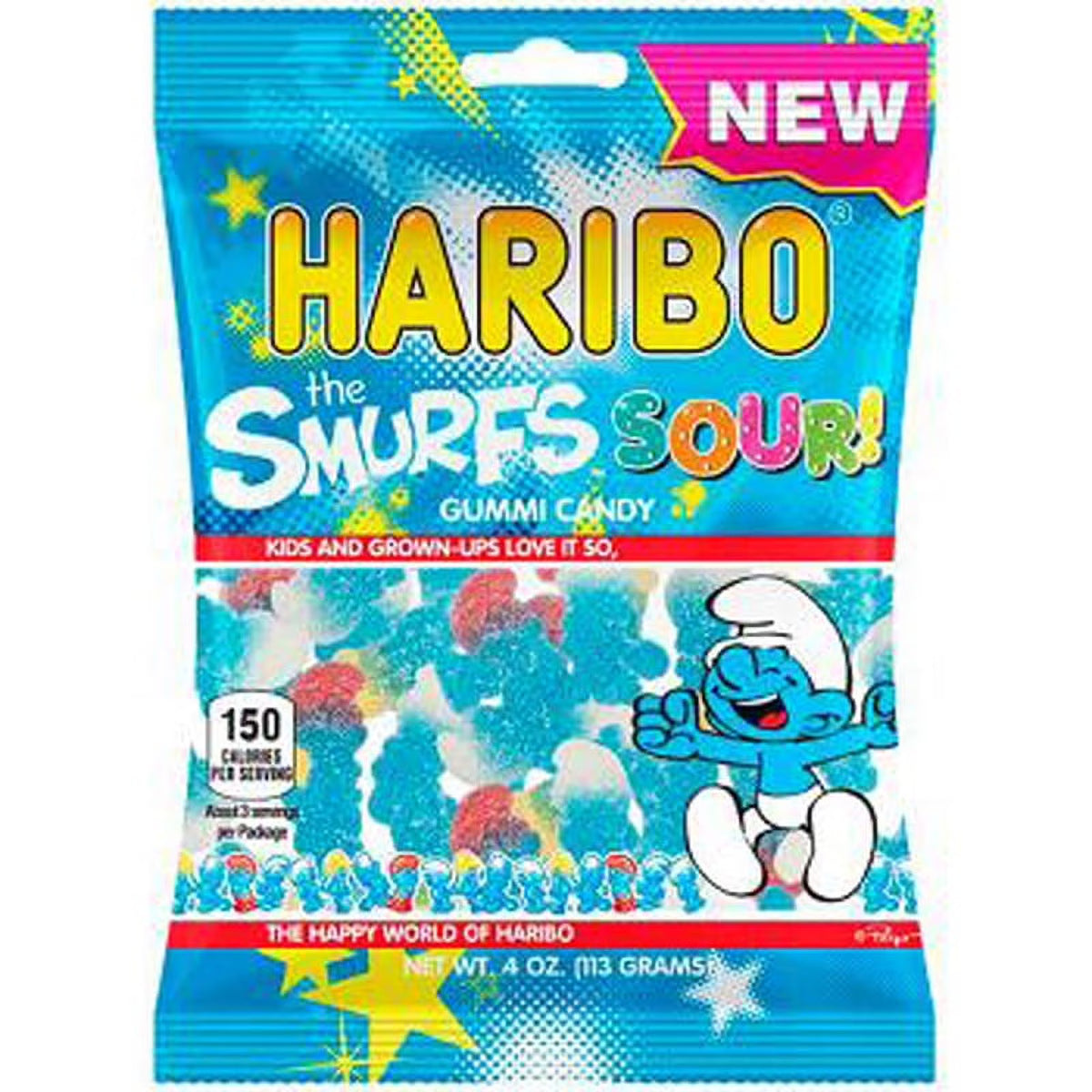 Haribo Sour Smurfs Gummi Candy 12/4.oz
