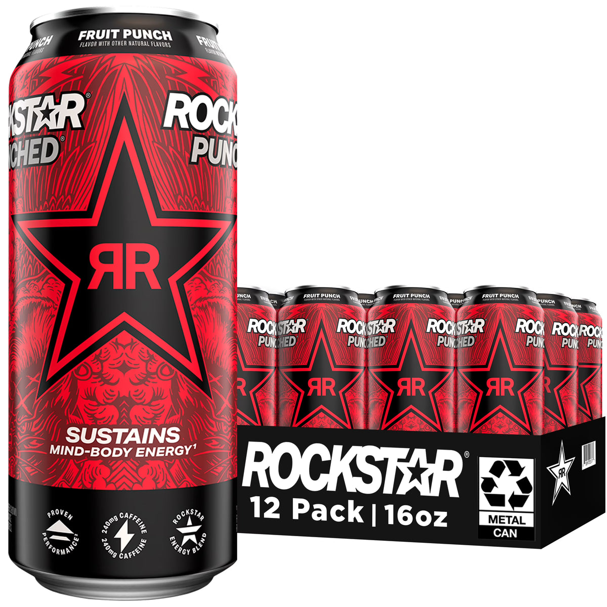 Rockstar Energy Punched Fruit Punch 12/16oz