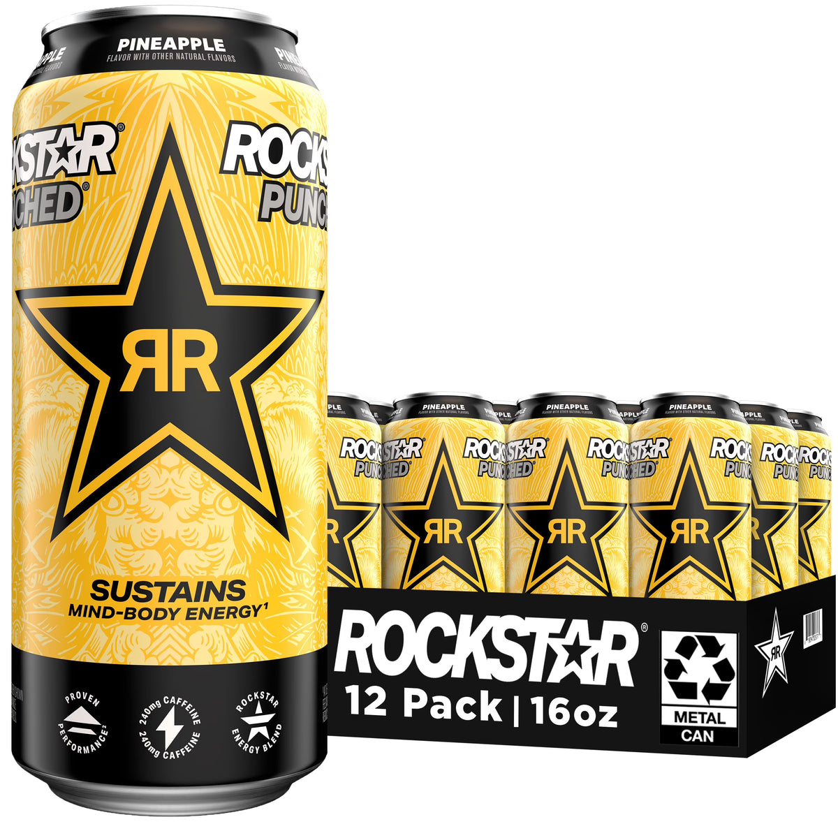 Rockstar 12/16oz Boom Punch Pineapple