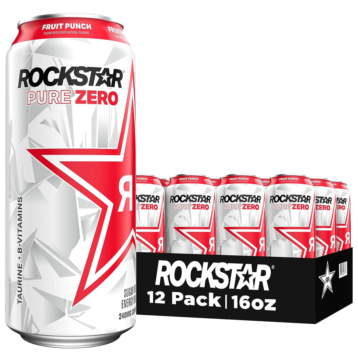 Rockstar Pure Zero Fruit Punch 12/16oz