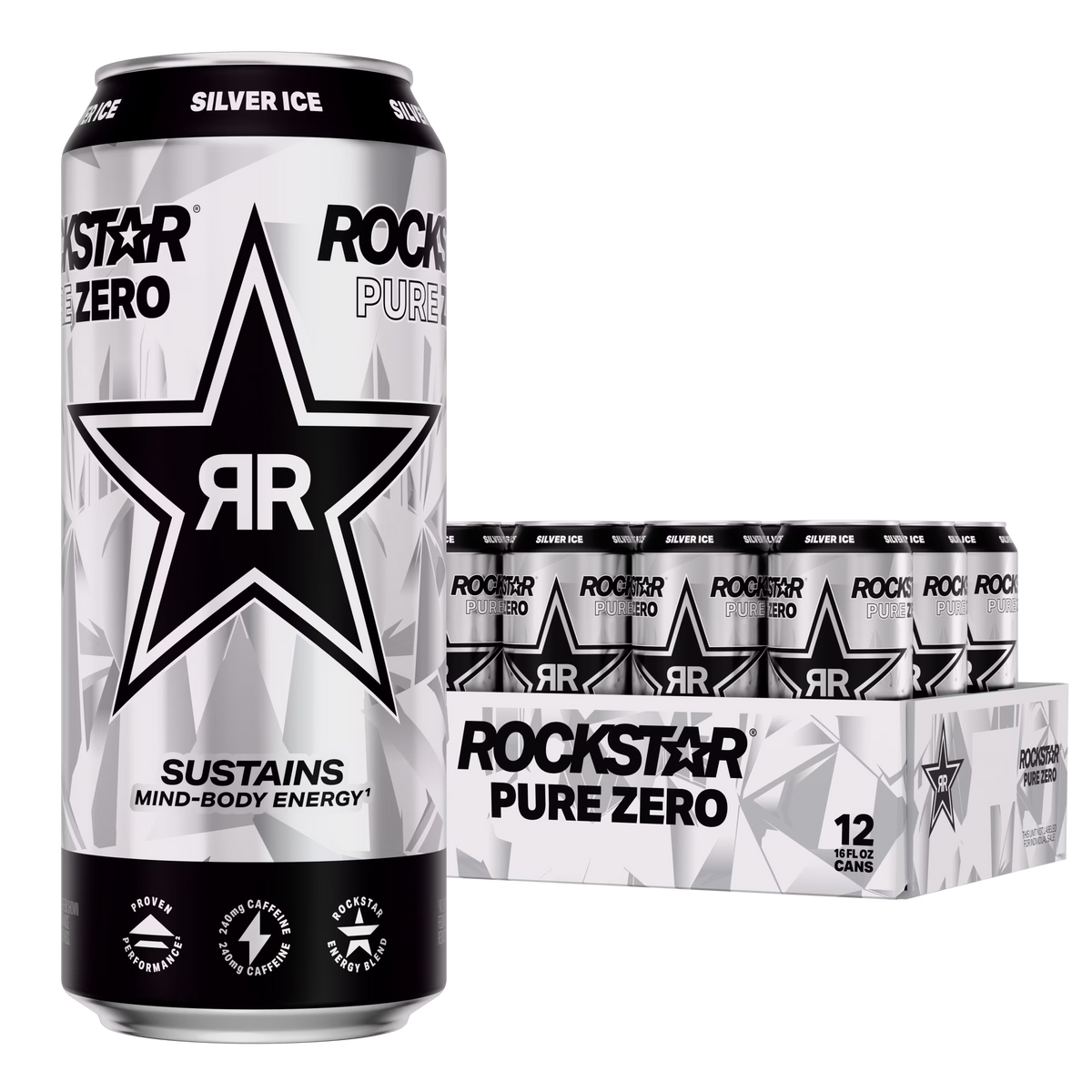 Rockstar Pure Zero Silver Ice 12/16oz
