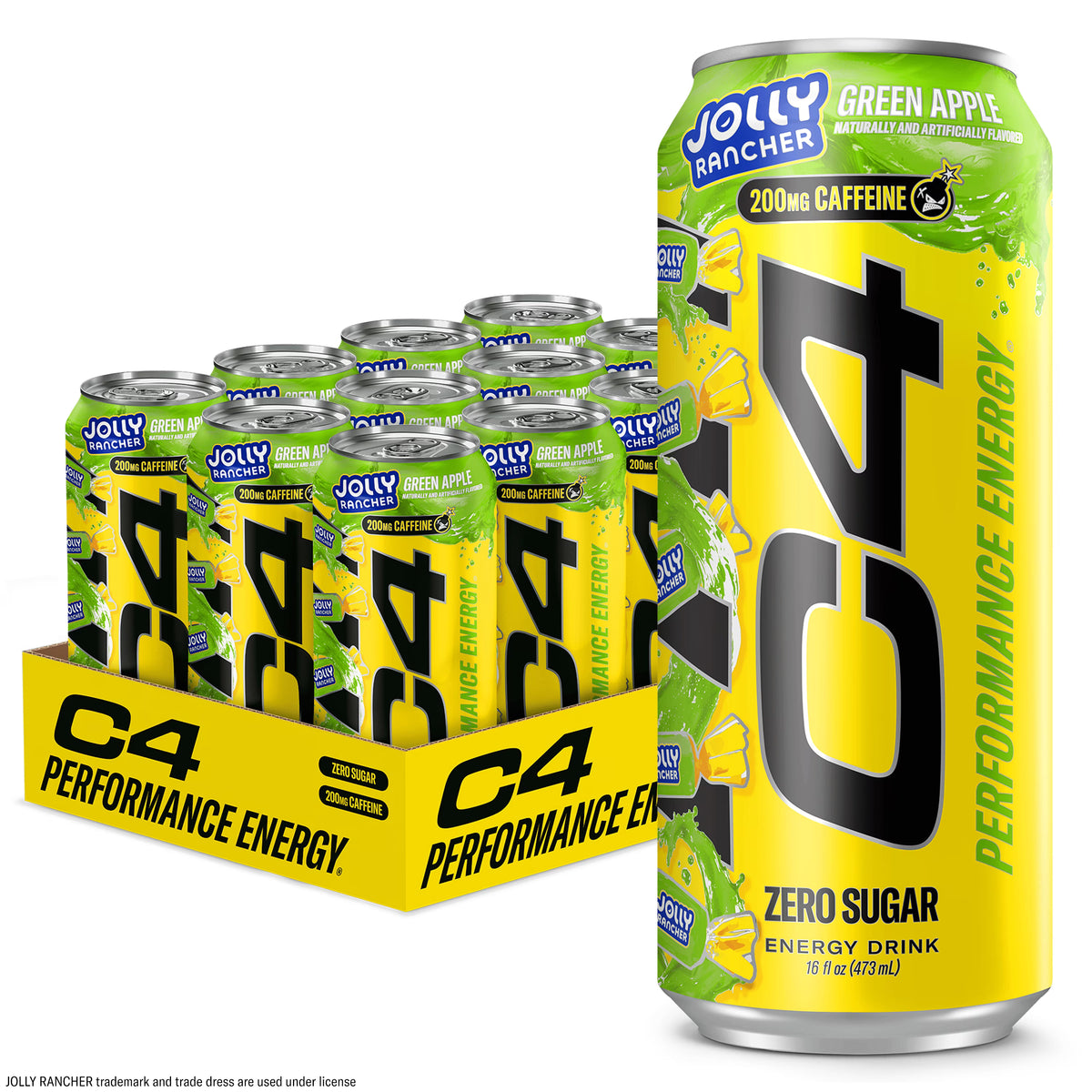 C4 12/16oz Jolly Rancher Green Apple Energy Drink
