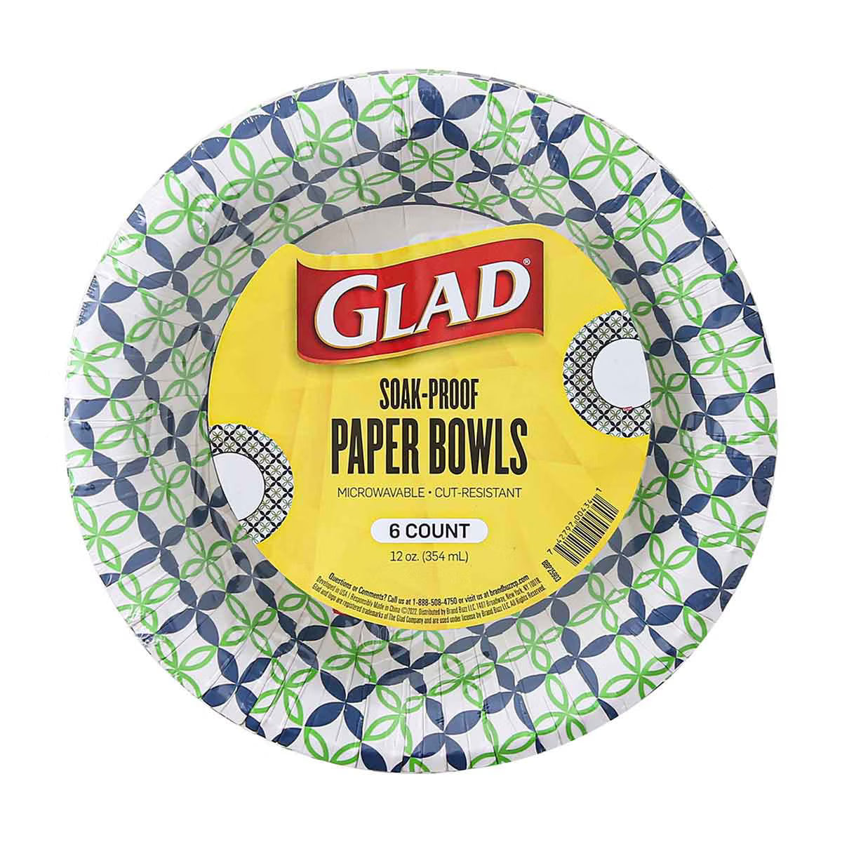 Glad Paper Bowls 6ct 12oz Microwaveable Cut-Resis
