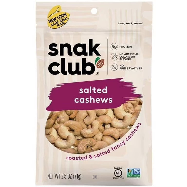 Snack Club Salted Cashews 6ct Bags