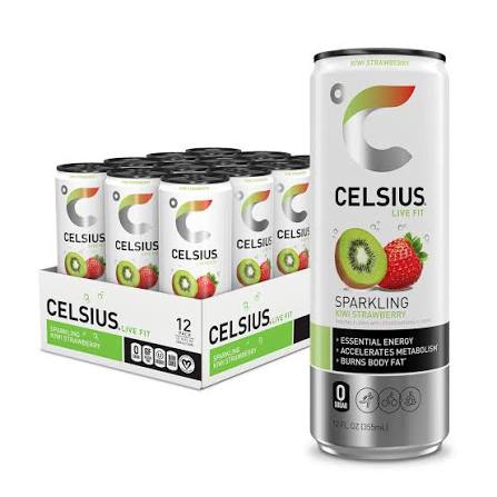 Celsius Energy Drink Sparkling Kiwi/Straw 12/12oz